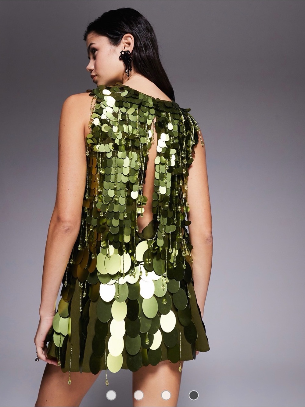 ASOS Olive Green Sequin Shift Dress - Picture 3 of 3